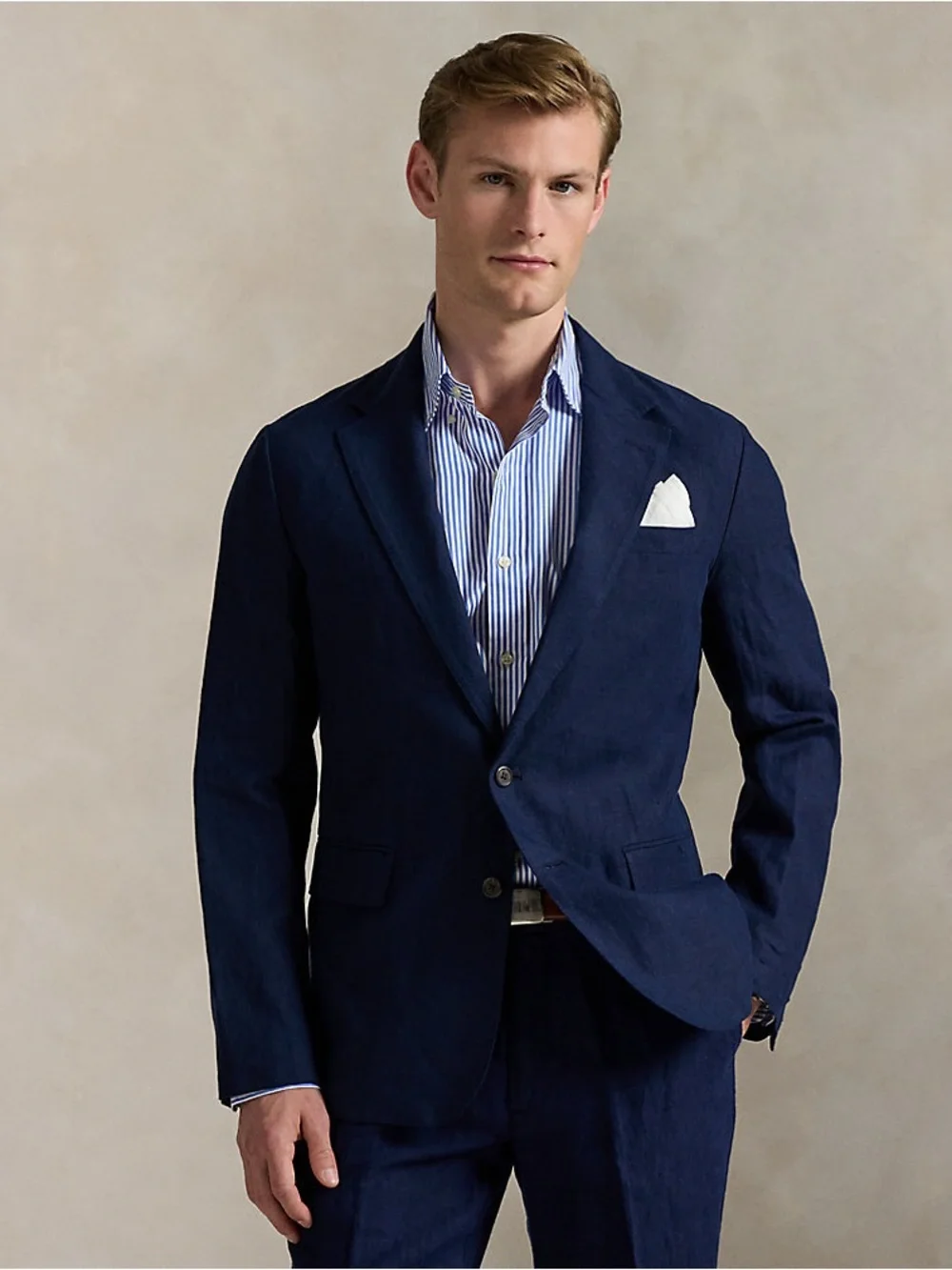NEW Polo by Ralph Lauren 100% Linen Navy Blue Two-Button Men's Blazer